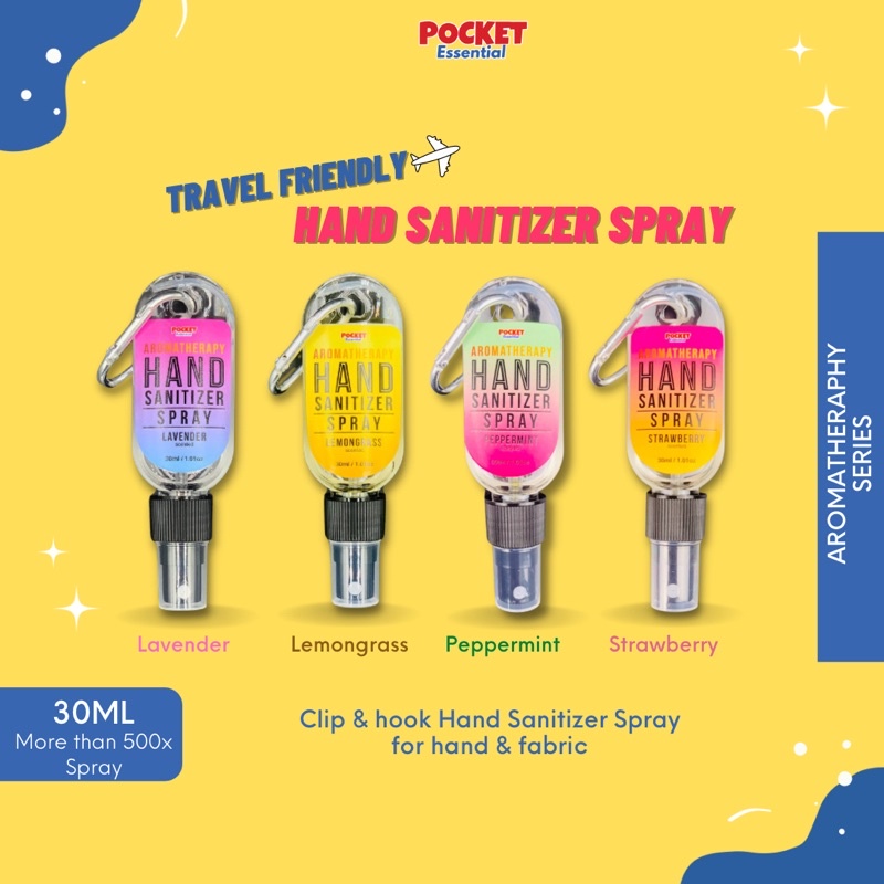 Aromatherapy Clip & Hand Sanitizer Pocket spray - Travel friendly