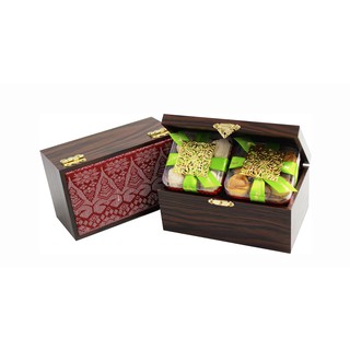 Hamper Gift Hari Raya Songket Wood Box with 2 Cookies Set 