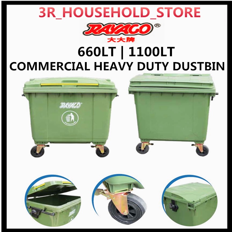RAYACO Large Garbage Bin with Wheels/ Green Garbage Bin outdoor