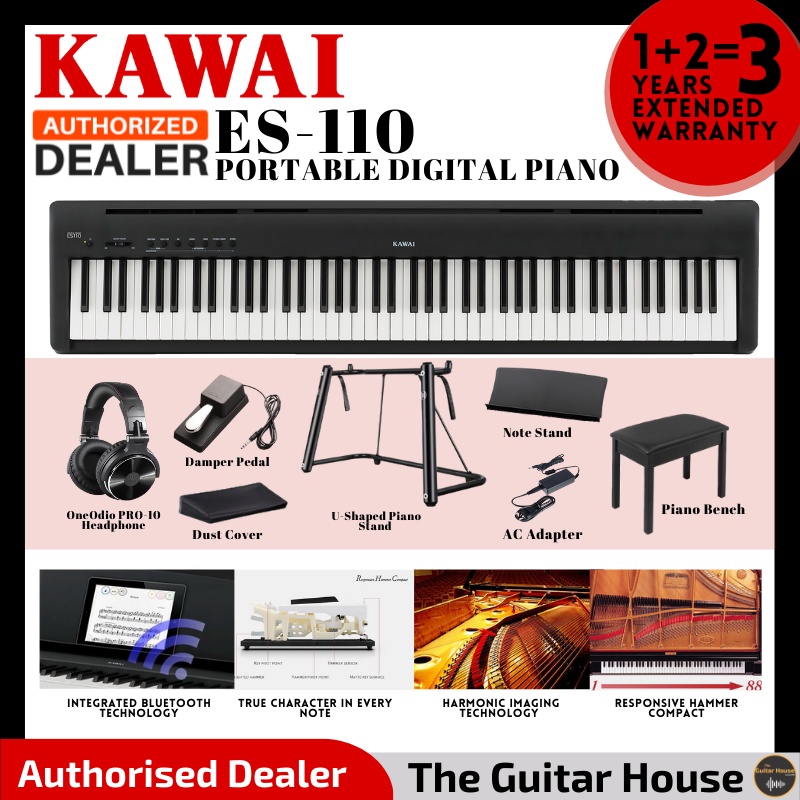 Kawai ES-110 88-key Digital Piano with Speakers - Black (ES110 / ES 110 ...