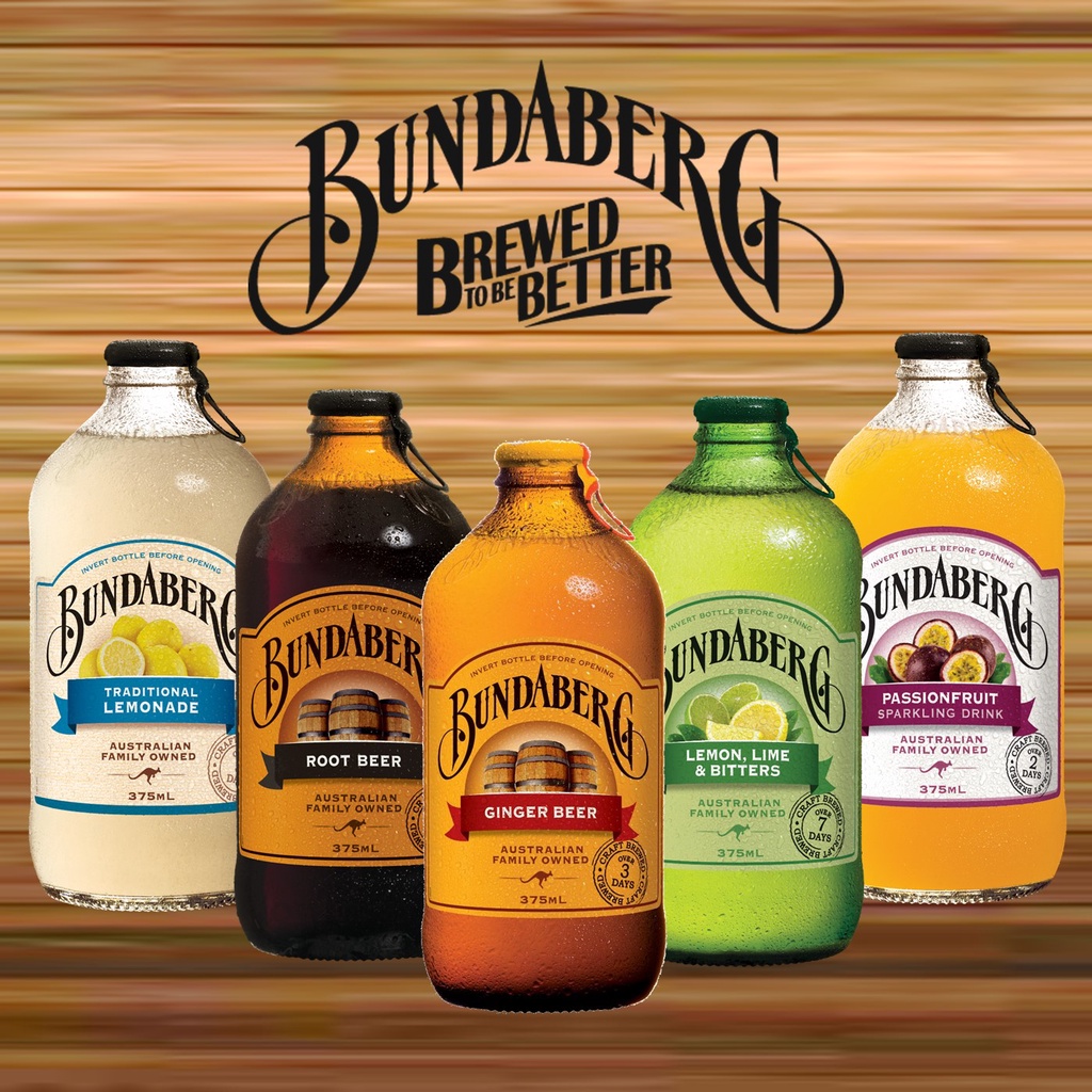 Bundaberg Assorted Brewed Drink Root Beer Ginger Beer Ginger Diet Lemon Lime 宾得宝气泡水 375ml