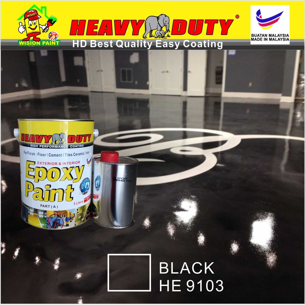 black 9103 ( 5L ) HEAVY DUTY EPOXY WATERPROOF FLOOR PAINT . HEAVY DUTY