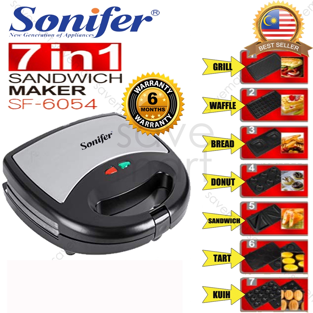 SONIFER 7 In 1 Electric Sandwich Maker Waffle Maker Breakfast Machine SF-6054