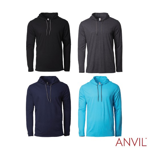 anvil long sleeve hooded tee