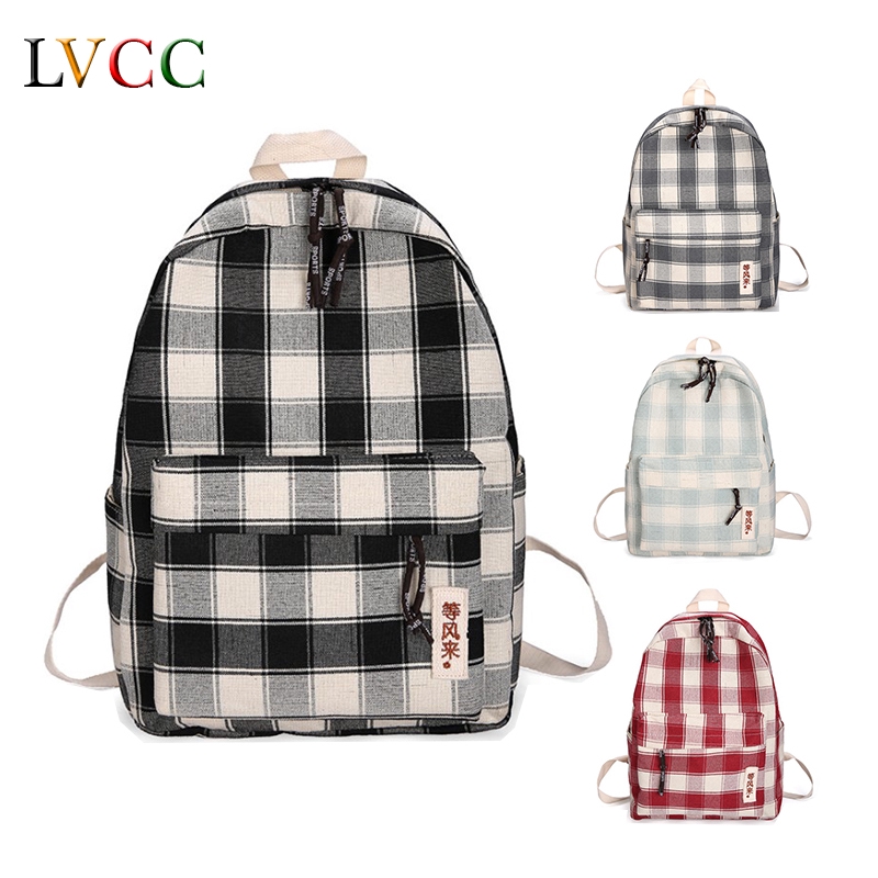 plaid backpack