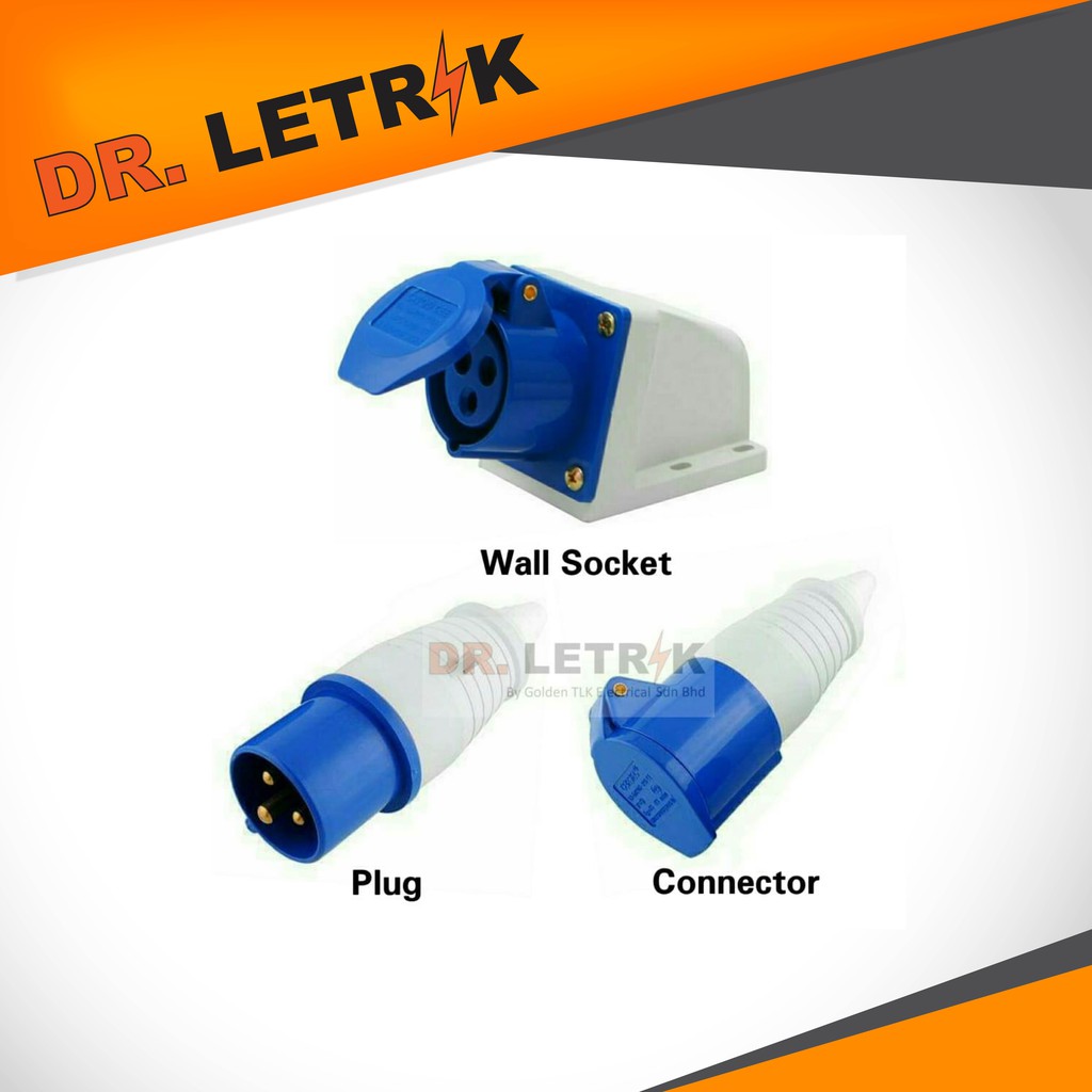 16A / 32A 3Pin Industrial Plug And Female Sockets & Wall Socket 220