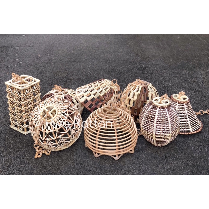 Handcrafted rattan lamp shade / Light bulb cover decor / Lamp decoration / Hiasan lampu rotan / Lampu gantung in&outdoor