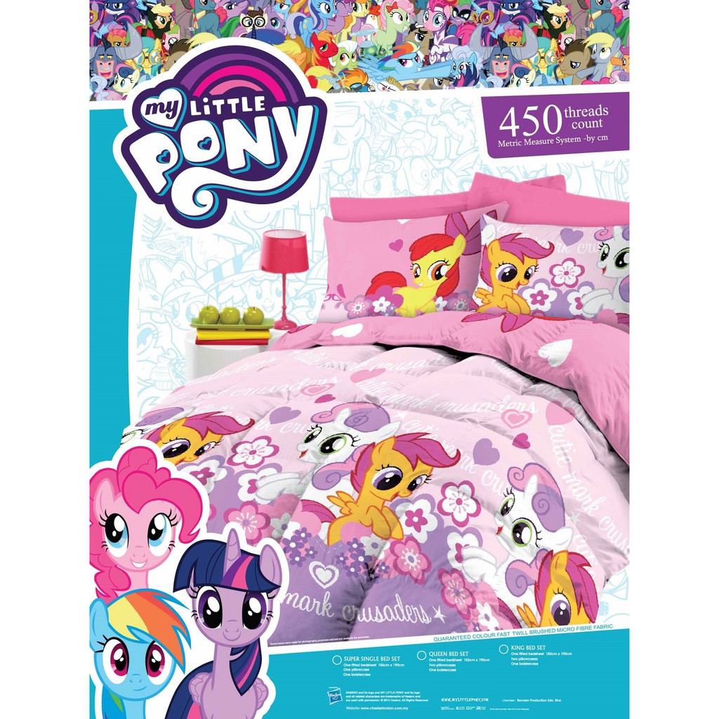 Chester L O N D O N My Little Pony 450 Thread Count Queen Bedsheet
