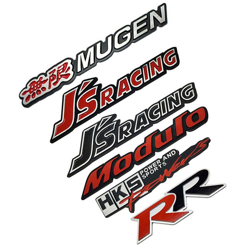 For Honda Mugen Red Spoiler Emblem Badge Logo Sticker Civic Si Trunk 2 Pieces