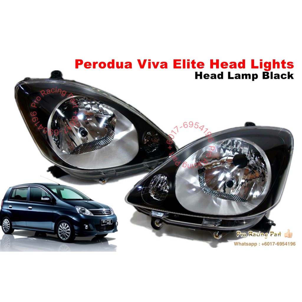 Perodua Viva Elite Head Lamps Lampu Depan Black  Shopee 