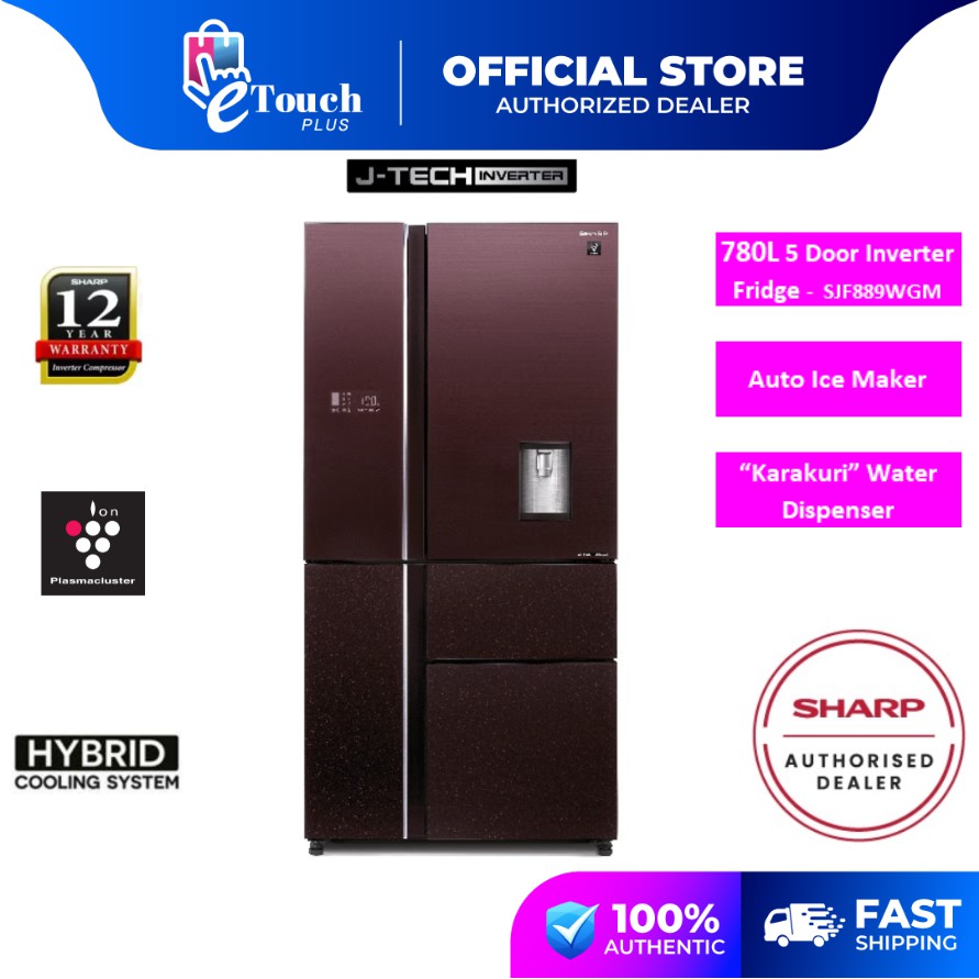 Sharp (780 L) Hikaru Refrigerator Multidoor 5 Door With Hidden Water