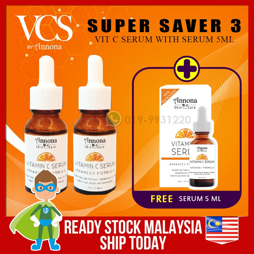Serum Muka 5ml Vitamin C Serum Annona Vcs Serum Muka Scar Jerawat Jeragat Wrinkle Basic Skincare Set Shopee Malaysia