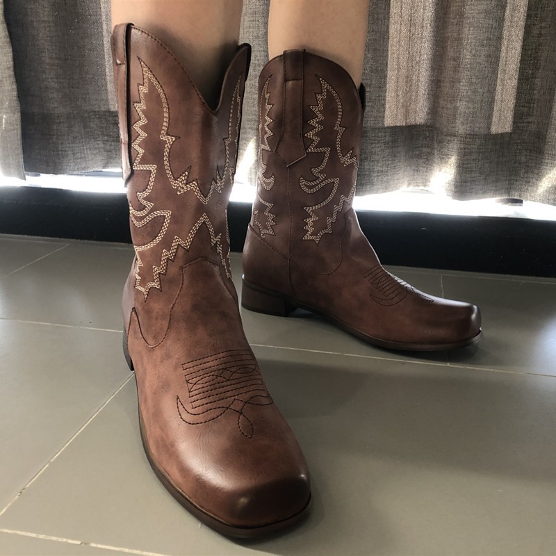 knee high cowboy boots mens