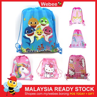READY STOCK🎁WEBEE Unicorn Drawstring Backpacks School Shopping Bags Kids Party