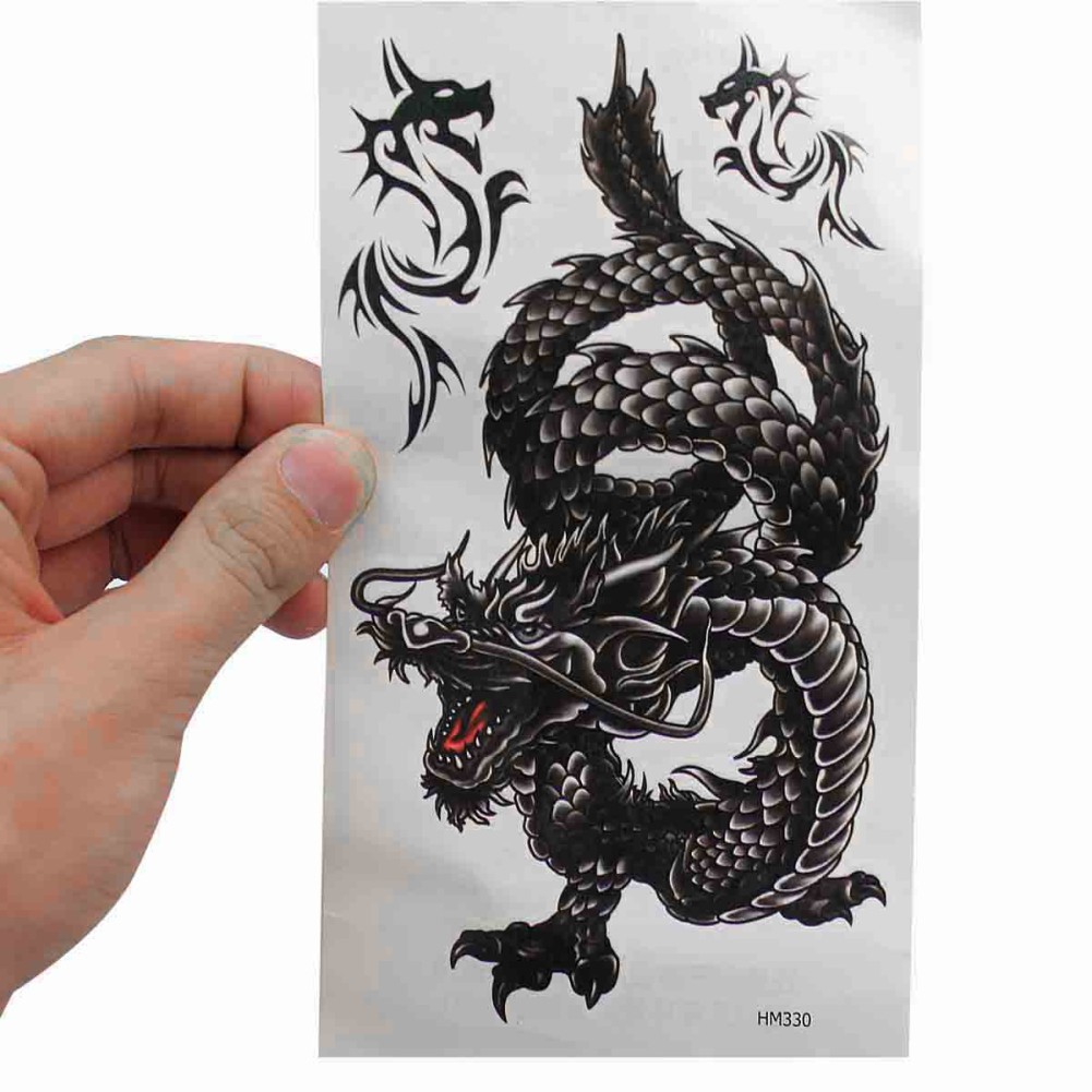 Men S Temporary Tattoo Dragon Fake Tatoo Sticker Body Art Shopee Malaysia