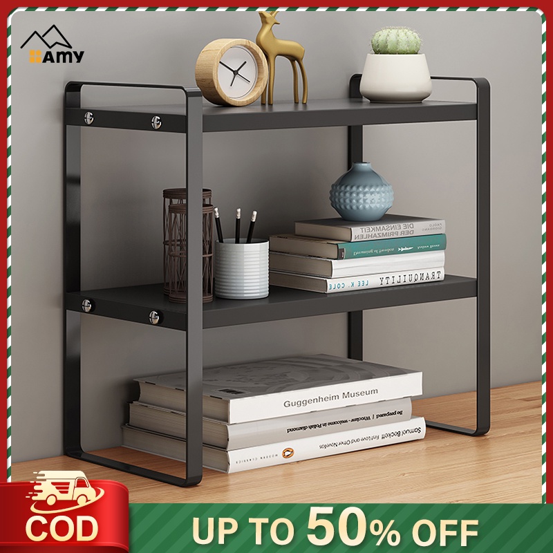 AMY 2 Layer Desktop Display Rack Small Bookshelf File Organizer Shelf
