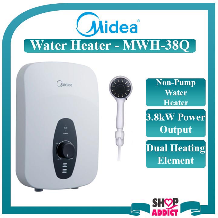 Midea 3.8kW Water Heater/ Pemanas Air Shower Without Pump MWH-38Q I HAIER EI36L1(B) Non-Pump Water Heater