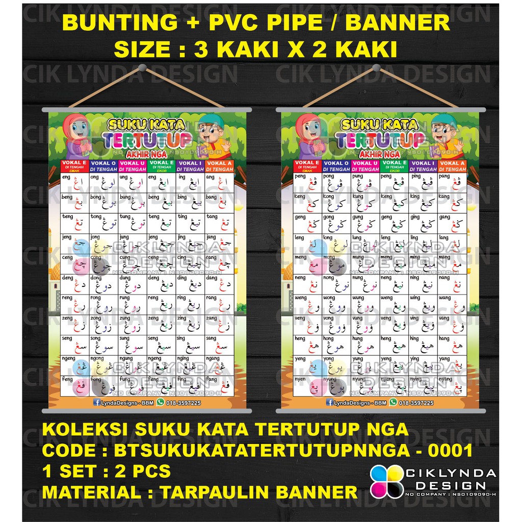 PRE-ORDER - BUNTING + PVC PIPE ATAU BANNER - SUKU KATA TERTUTUP NGA