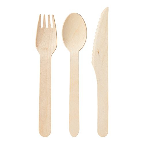 (100PCS) Disposable Biodegradable Wooden Cutlery 16cm / Sudu & Garpu