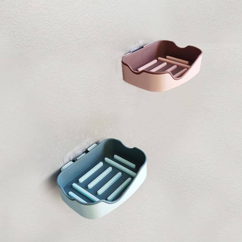 Wall Hanging Soap Dish Wall-mounted Double-drain Soap Holder Sponge Soap Storage