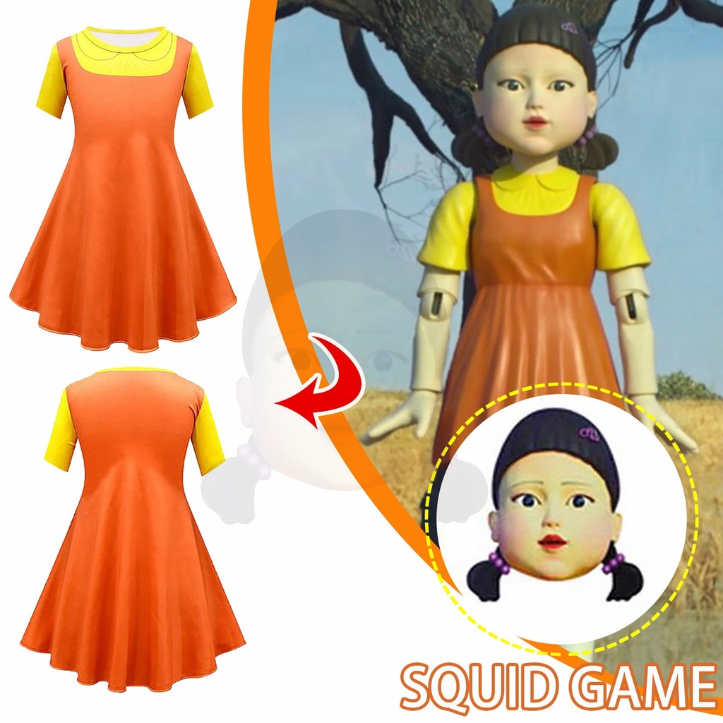 [Fast delivery] Ship fast 2022 hot Squid Game Robot Doll Star Cosplay Yellow Little Girl Costume