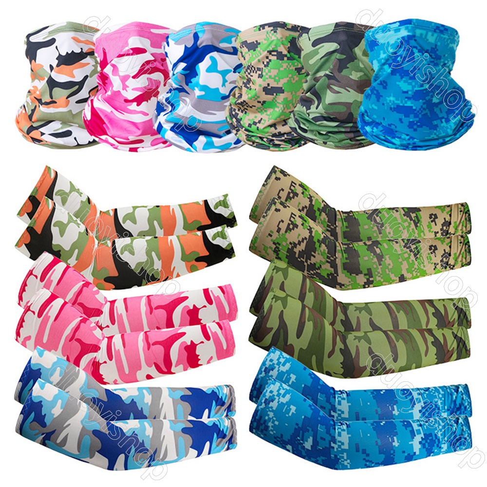 Bandana+Arm Sleeve MILITARY CAMOUFLAGE Anti Dust UV Bicycle Motor Fishing Outdoor sports equipment