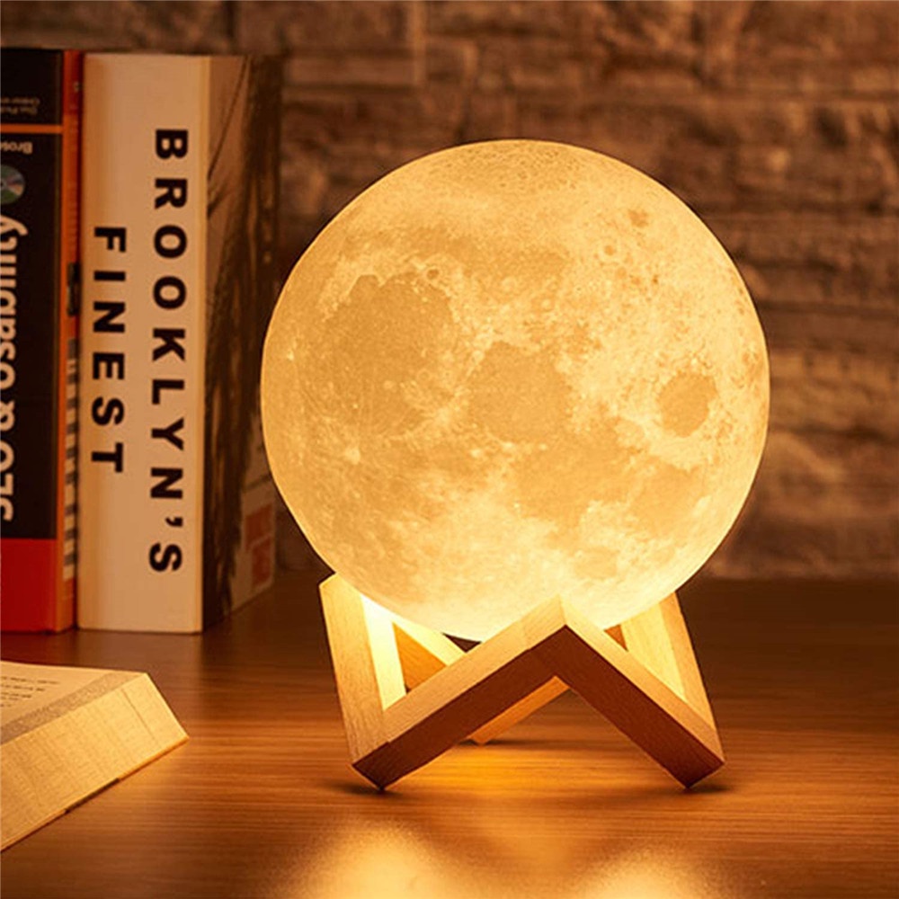 LED Night Light 3D Print Moon Lamp With Stand Bedroom Decor Moon Light for Kids Gifts