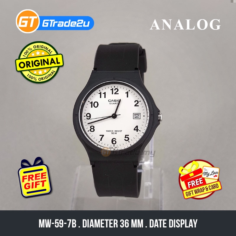 Original Standard Men Mw 59 7b Analog Watch White Black Resin Band Shopee Malaysia