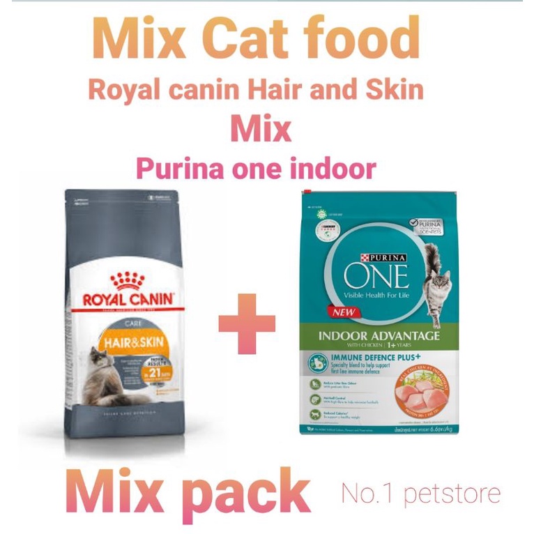 Mix Cat Food / royal Canin Hair and Skin Mix Purina One Indoor / 1kg