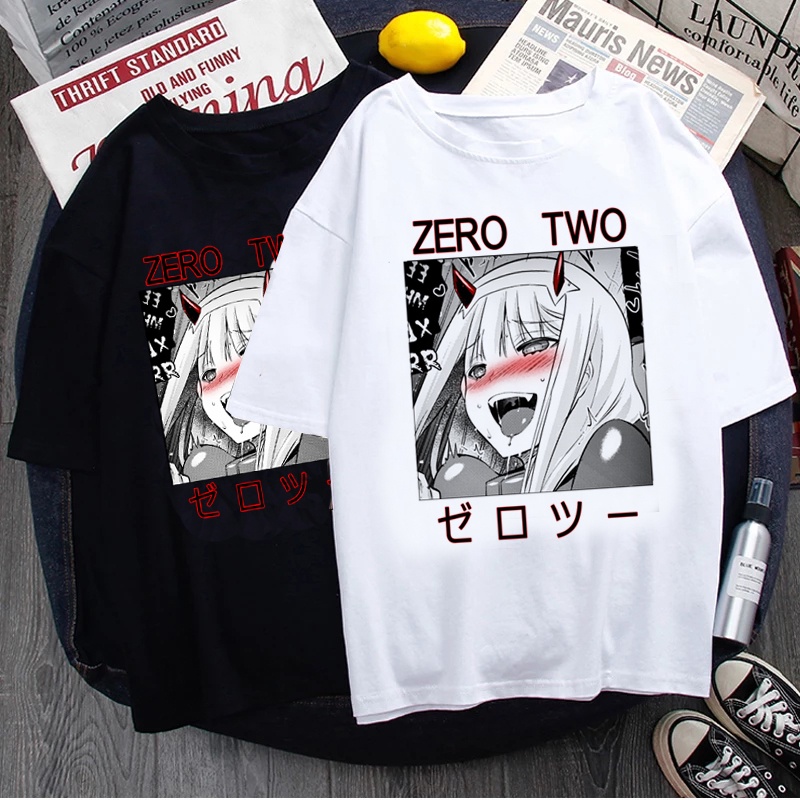 Hot Japanese Anime Darling In The Franxx Men Kawaii Cartoon Zero Two Graphic Tees Unisex 6533