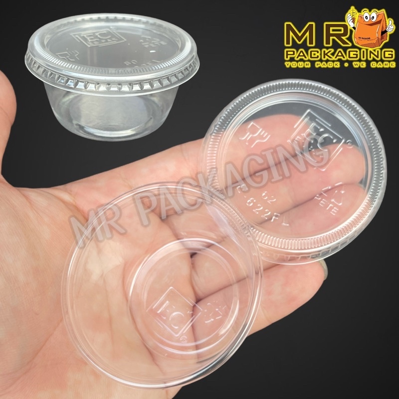 2oz Round Container & Lid [ 100sets± ] EC E622C - Disposable Plastic PET Food Sauce Container - Bekas Sos E 622 C FL