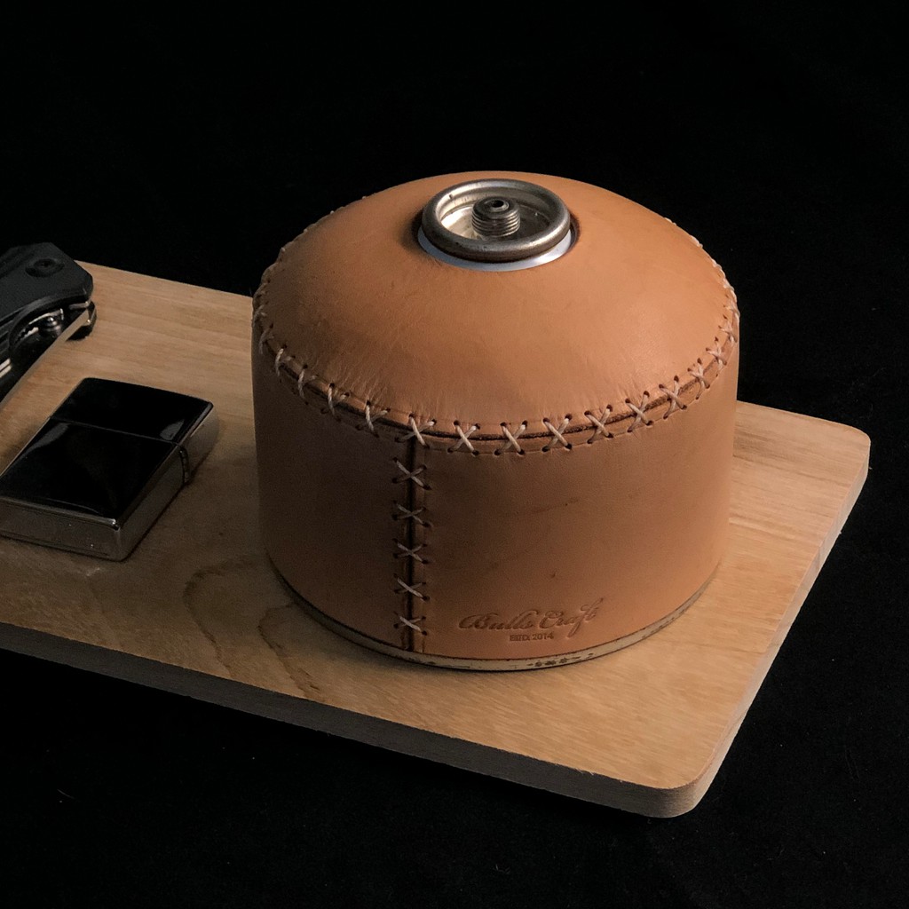 Leather camping gas can cover / Leather camping butane gas canister