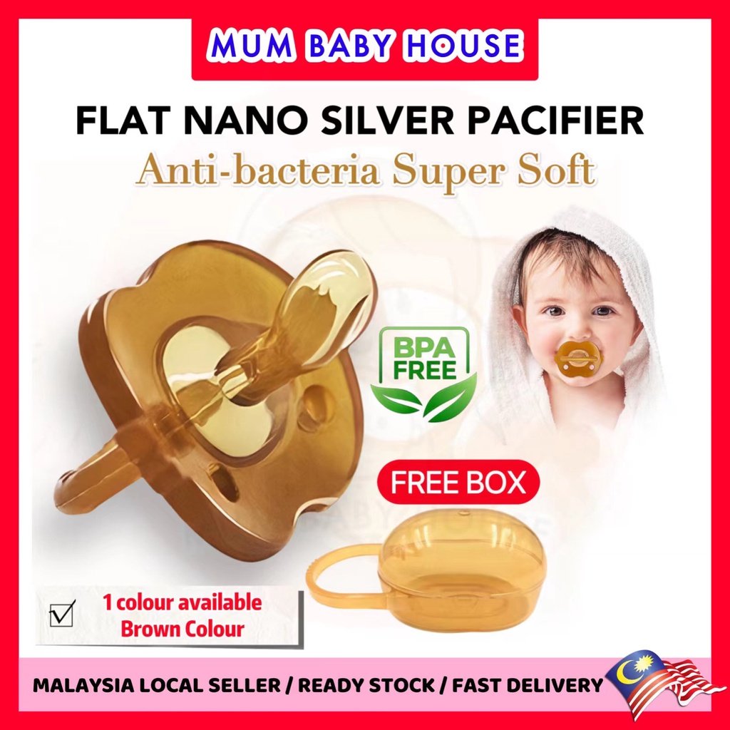 BPA FREE Silicone Baby Nipples Teethers Pacifier Flat Nano Silver