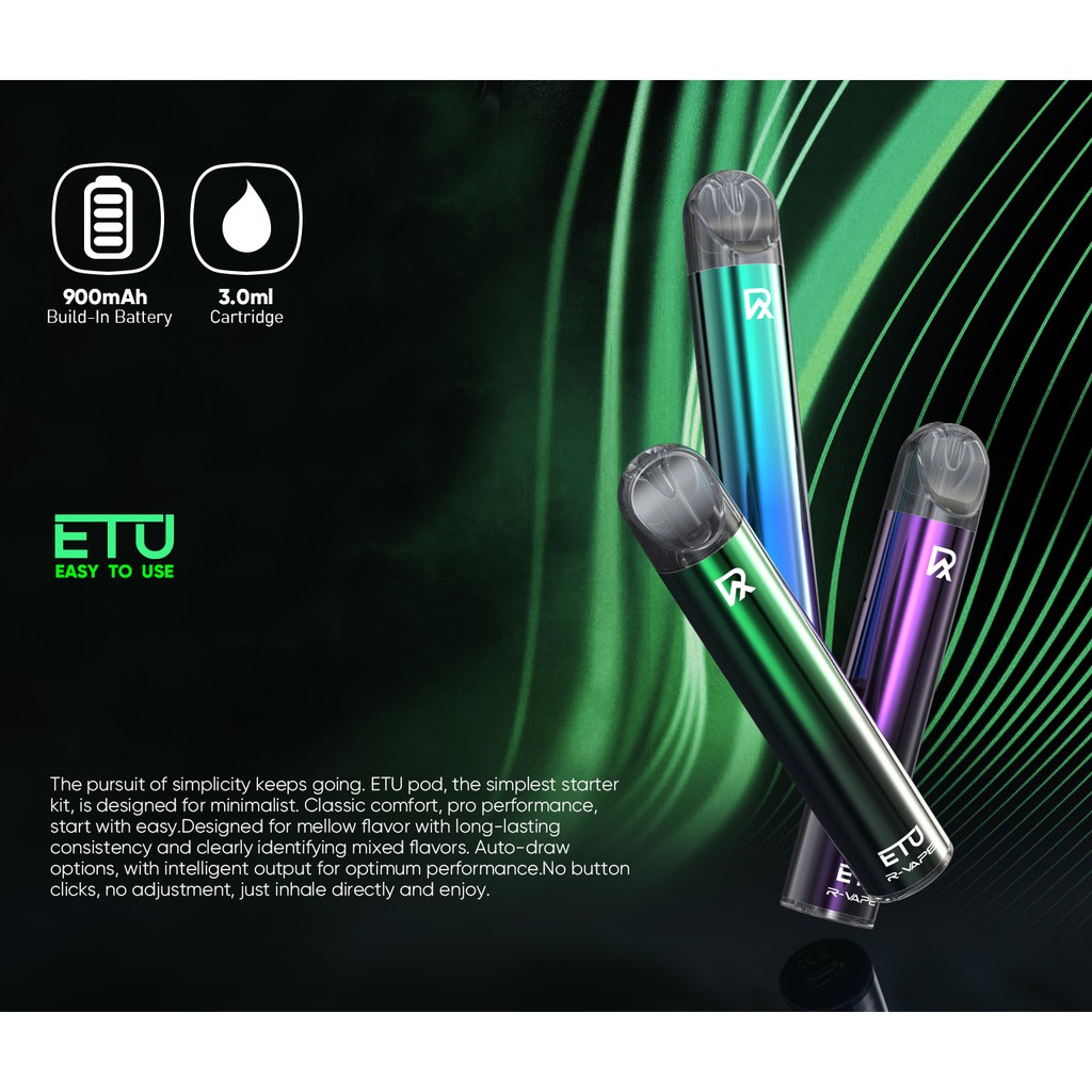 R Vape Etu Pod Kit 3ml 900mah Shopee Malaysia