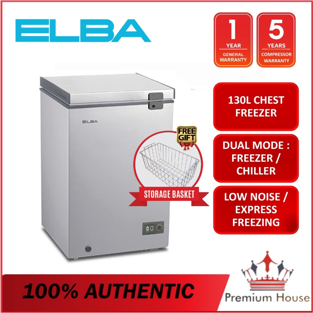 [FREE SHIPPING] Elba EF-E1310(GR) Chest Freezer - Grey (130L) EFE1310 ...