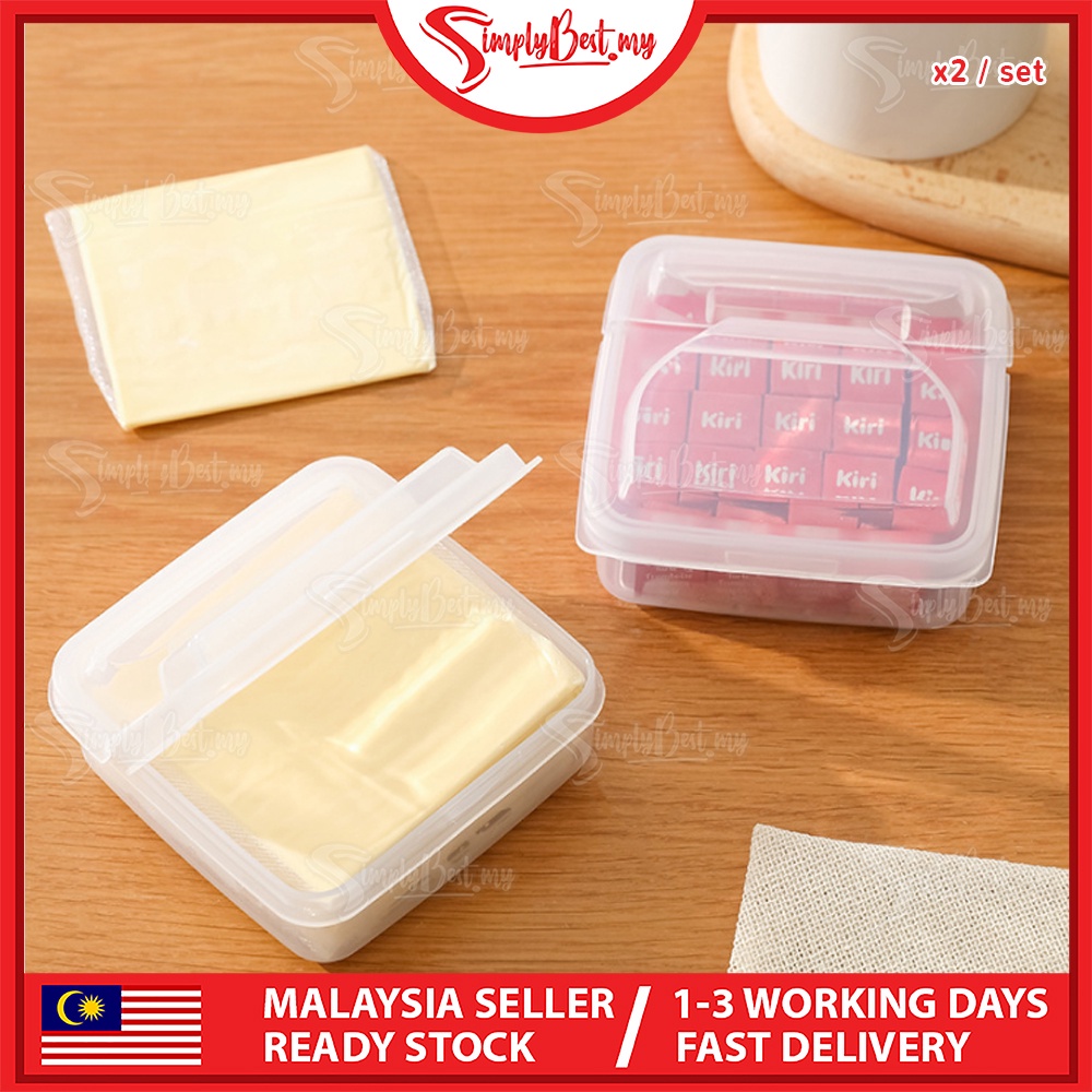 SIMPLYBEST Sliced Cheese Container Flip Lid Fridge Storage Box Butter