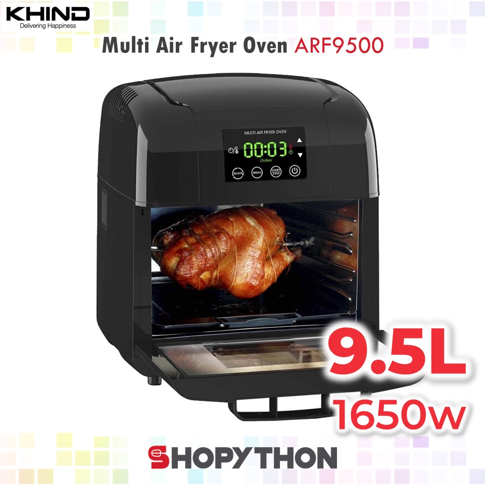 KHIND Multi Air Fryer Oven Rotisserie Basket Recipe Book Roast Bake