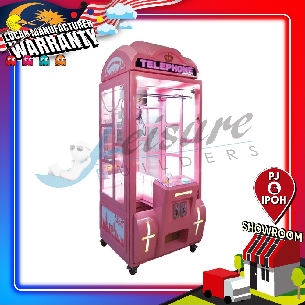  Pink  Phone Booth Toys Claw Crane Clamping Machine  Indoor 