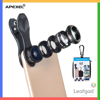 [OFFER🤳] APEXEL 5 IN 1 MOBILE LENS KIT Clip-on Lens for Smartphone Tablet Wideangle Macro Telephoto CPL Fisheye DG5H