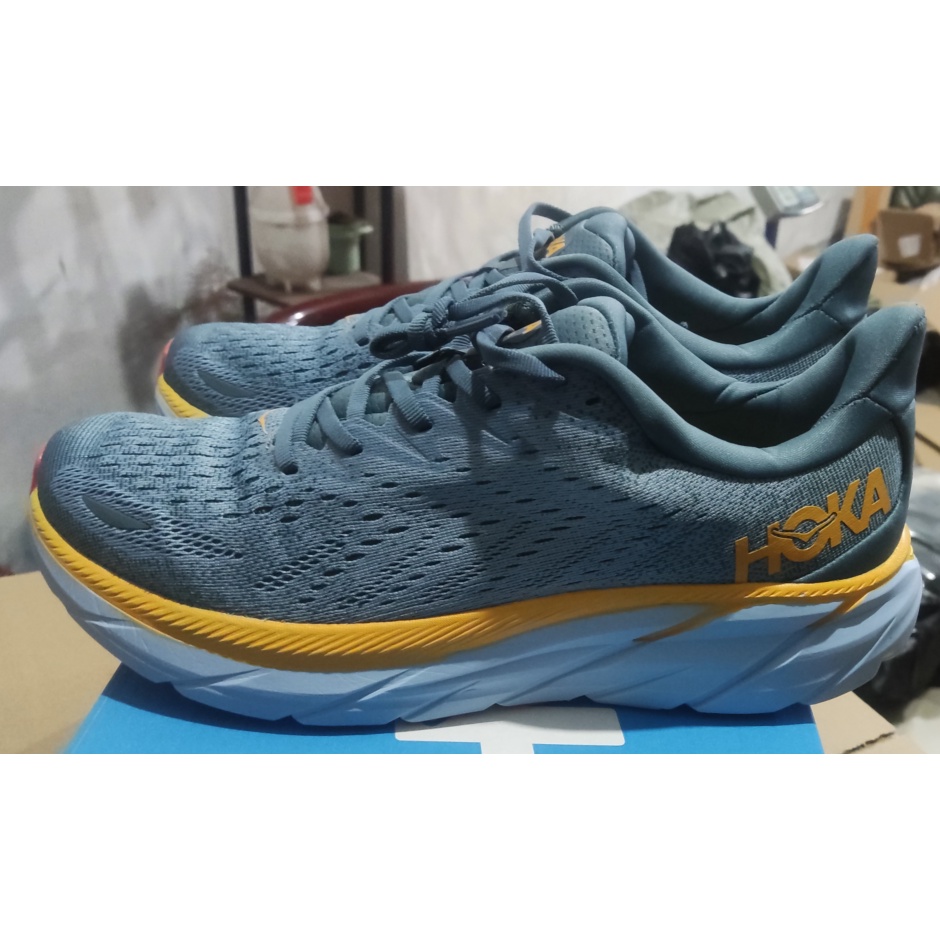 2022New HOKA ONE ONE Clifton 8 Blue grey yellow Men's and women's shoes ...