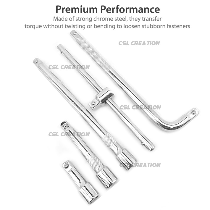 MYDIYHOMEDEPOT Chrome 1/2" Drive L Handle Extension Socket Sliding