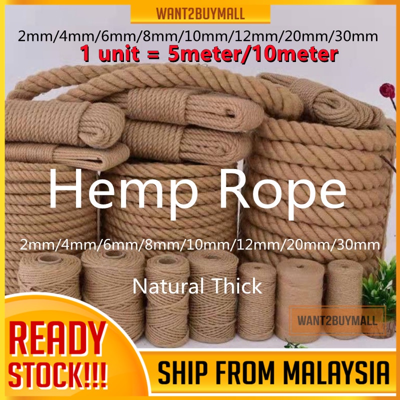 1/2/3/4/5/6/8/10mm Tali Guni DIY Brown Sisal Hemp Natural Jute Rope Twine Cat Tree Scratching Post Climbing Replacement