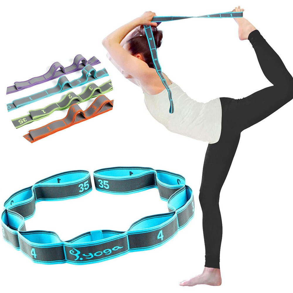 Yoga Elastic Stretch Strap Training Pilates Pull Rope with 8 Loops