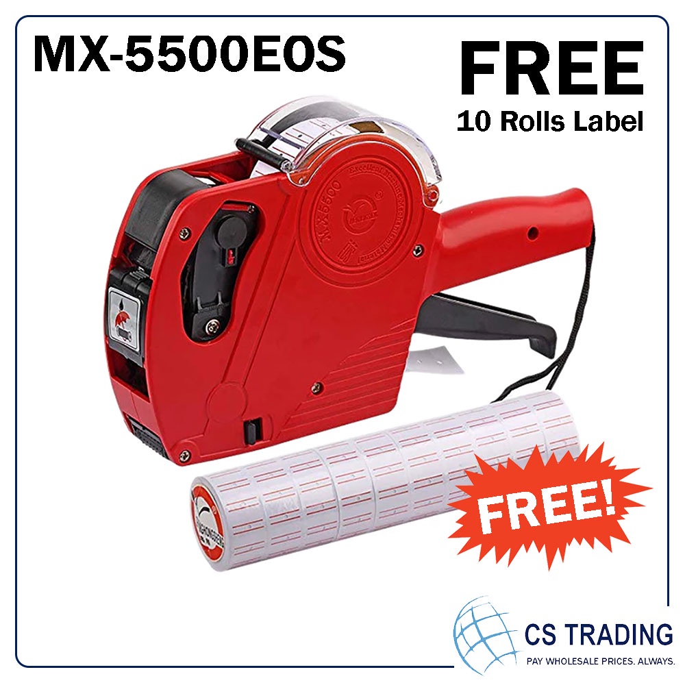 [FREE 10 ROLLS LABEL] EOS MX5500 8 Digits Price Tag Gun Labeler
