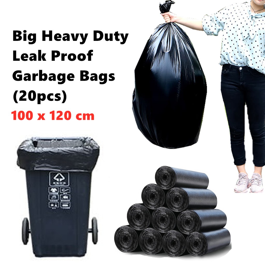 READY STOCK MALAYSIA Heavy Duty Big size Black Garbage Bags 20pc Leak