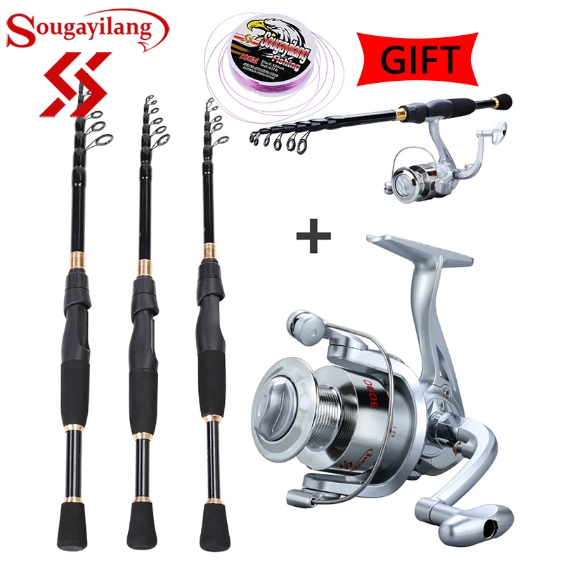 Sougayilang 1 8m 2 1m 2 4m Telescopic Fishing Rod Set Ultralight Rod 5 2 1 Spinning Fishing Reel Combo Line Tackle Pancing Shopee Malaysia