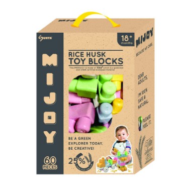 MIJOY RICE HUSK TOY BLOCKS 60 PIECES FOR 18M+