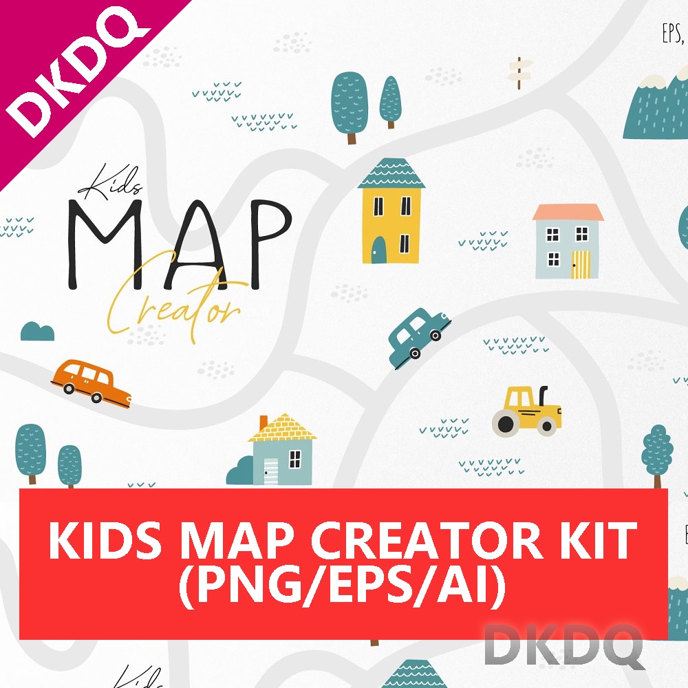 Kids Map Creator ATHENA0305 EPS AI PNG Graphic Design Cute Kawaii Element Graphics Tool