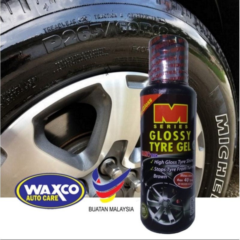 Waxco Glossy Tyre Gel Wax Polish 100ml Pengilat Tayar Kereta Motor Car Motorcycle Super Gloss Long