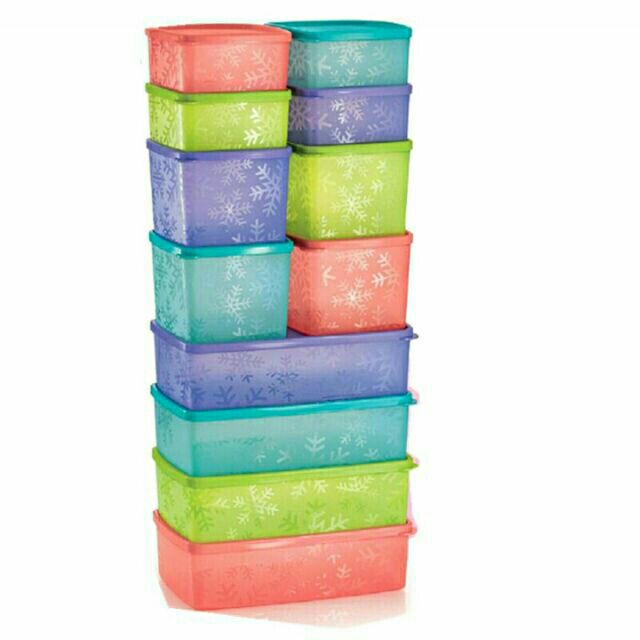 Tupperware 12pcs Snowflake Square Round Set